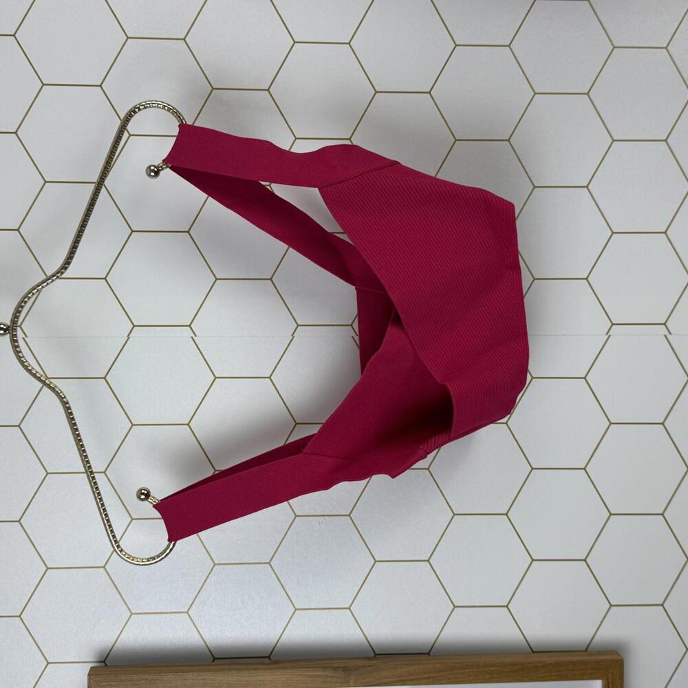 Babaton by Aritzia Hot Pink Sculpt Knit Greek Ribbed Cropped Top - Size - XS - Picture 3 of 10